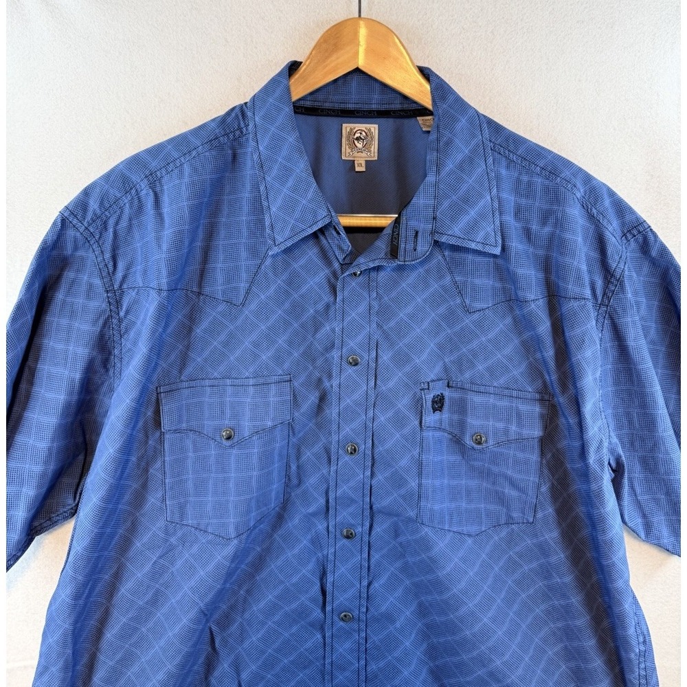 Cinch Classic Western Men's Blue Geo Print S/S Snap Button Shirt XL MTW1682028